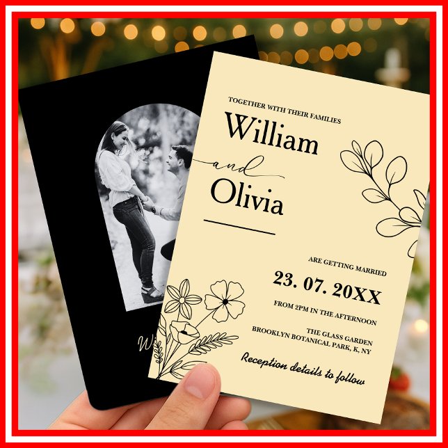 Invitación Boda fotográfico de flores silvestres amarillas de (Subido por el creador)