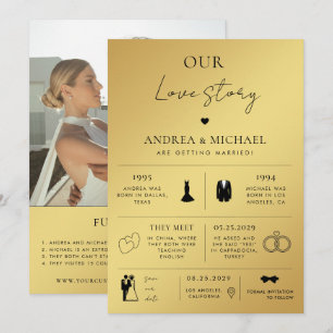 Invitación Boda fotográfico de Gold Our Love Story