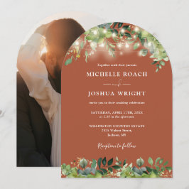 Invitación Boda fotográfico de Green Lights Arch Terracotta