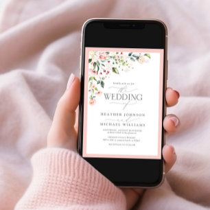 Invitación Boda fotográfico de guiones de color floral rosa R