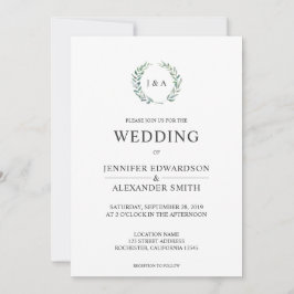 Invitación Boda fotográfico de hojas de acuarela botánica