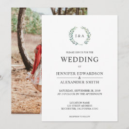 Invitación Boda fotográfico de hojas de acuarela botánica