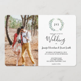 Invitación Boda fotográfico de hojas de acuarela botánica