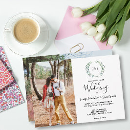 Invitación Boda fotográfico de hojas de acuarela botánica
