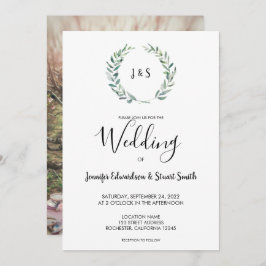 Invitación Boda fotográfico de hojas de acuarela botánica