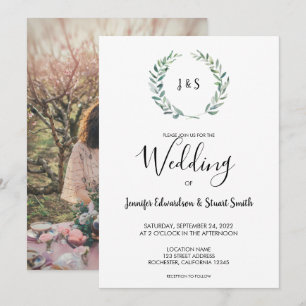 Invitación Boda fotográfico de hojas de acuarela botánica