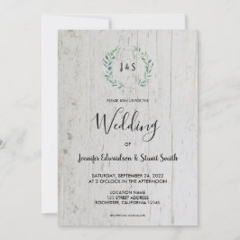 Invitación Boda fotográfico de hojas de acuarela rústicas