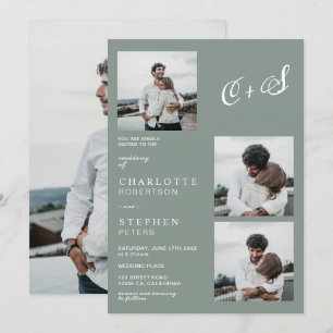Invitación Boda fotográfico de iniciales minimalistas moderna