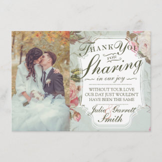 Invitación Boda fotográfico de Jardín de Vintage Gracias Nota
