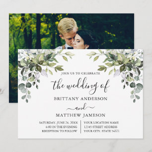 Invitación Boda fotográfico de la caligrafía de la vegetación