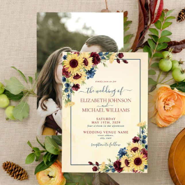 Invitación Boda fotográfico de la Marina de Girasol de Borgoñ (Subido por el creador)