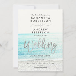 Invitación Boda fotográfico de la playa de tipografía platead