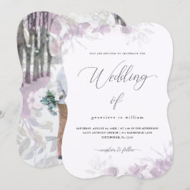Invitación Boda fotográfico de la sobreposición de flores bot