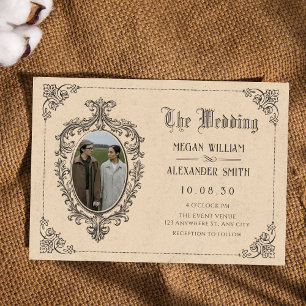 Invitación Boda fotográfico de la vieja escuela gótica vintag