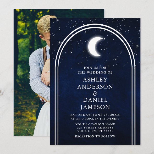 Invitación Boda fotográfico de las estrellas celestes de la l (Anverso / Reverso)