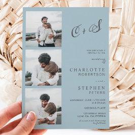 Invitación Boda fotográfico de las iniciales informales polvo