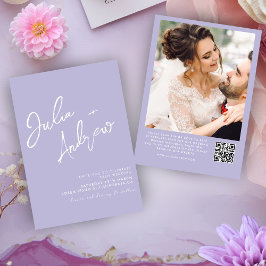 Invitación Boda fotográfico de lavanda de escritura minimalis