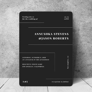 Invitación Boda fotográfico de líneas geométricas minimalista