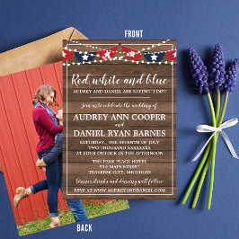 Invitación Boda fotográfico de Luces Patrióticas del 4 de jul