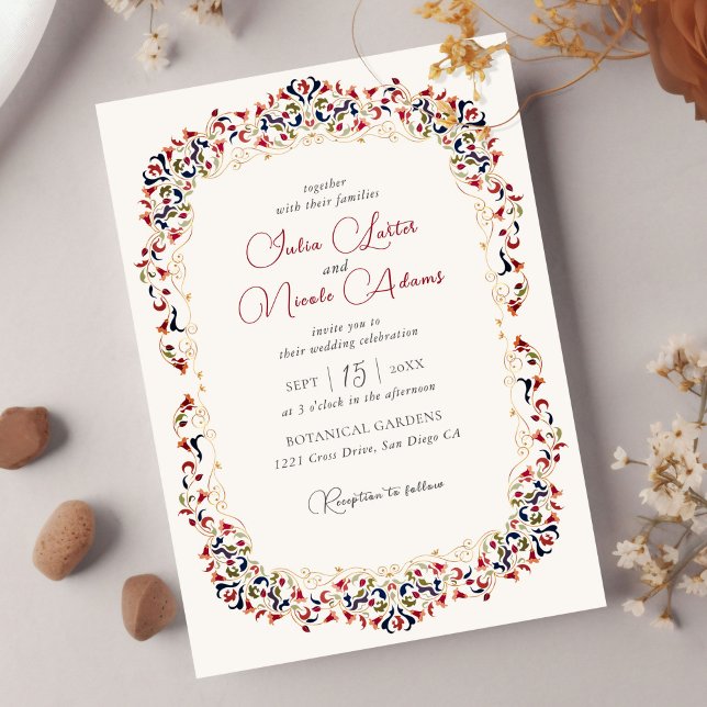 Invitación Boda fotográfico de lujo de Art Botánico Floral Pa (Subido por el creador)