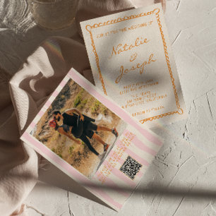 Invitación Boda fotográfico de mano de código QR con pinzas e