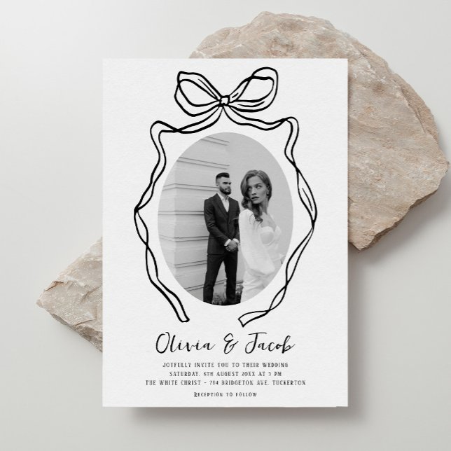 Invitación Boda fotográfico de mano moderna dibujado en un to (Subido por el creador)