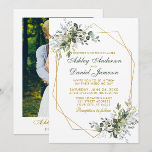 Invitación Boda fotográfico de marco de color de agua verde o