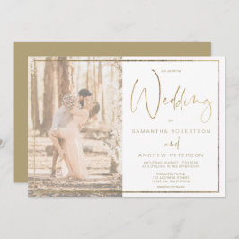 Invitación Boda fotográfico de marco de elegancia dorada