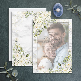 Invitación Boda fotográfico de mármol de oro blanco y gris cl