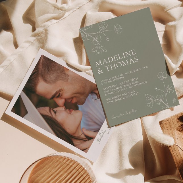 Invitación Boda fotográfico de Modern Sage Green Terracotta (Subido por el creador)