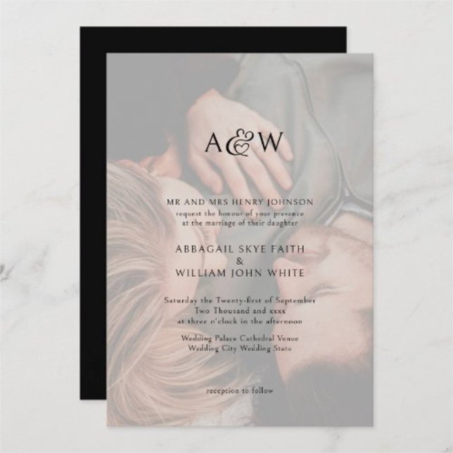 Invitación Boda fotográfico de monograma de Ampersand (Personalize with your photo and text.)