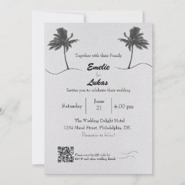 Invitación Boda fotográfico de palmeras y castillos marinos