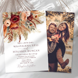 Invitación Boda fotográfico de Pampas de Florencia Borgoña en