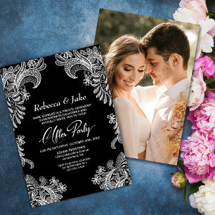 Invitación Boda fotográfico de Personalizado de encaje blanco