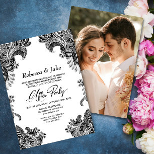 Invitación Boda fotográfico de Personalizado de encaje blanco