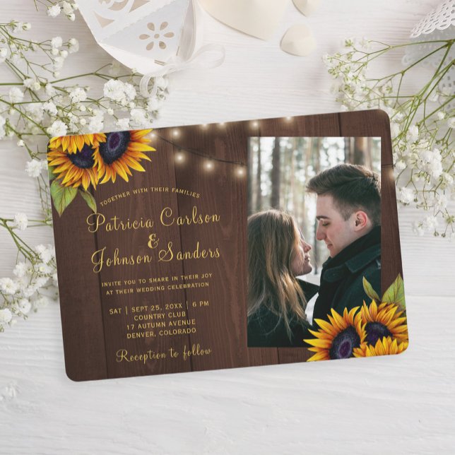 Invitación Boda fotográfico de personalizado de madera floral (Subido por el creador)