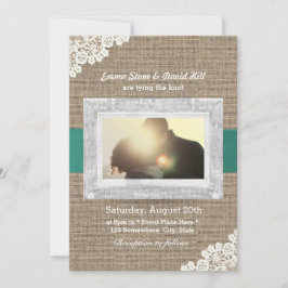 Invitación Boda fotográfico de Personalizado Vintage Lace & B