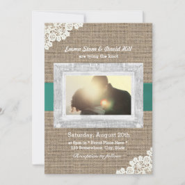 Invitación Boda fotográfico de Personalizado Vintage Lace & B