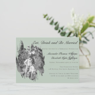 Invitación Boda fotográfico de pincel moderno Ensayo de cena