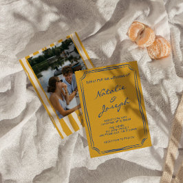 Invitación Boda fotográfico de Pinstripes Escritas con mano i