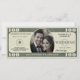 Invitación boda fotográfico de proyecto de ley de 100 dólares