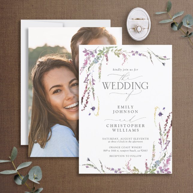 Invitación Boda fotográfico de purple Wildflower (Subido por el creador)