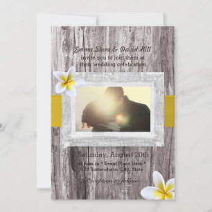 Invitación Boda fotográfico de Rustic Wood y Frangipani Perso
