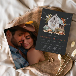 Invitación Boda fotográfico de Rústica Caída en el País