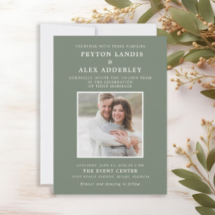 Invitación Boda fotográfico de Sage Green