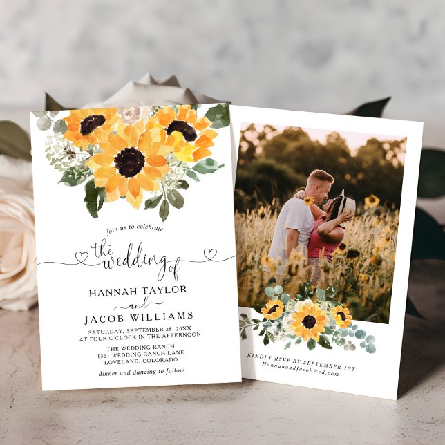Invitación Boda fotográfico de Sunflower Sage Greenery (Subido por el creador)