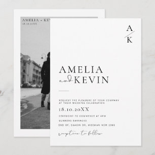 Invitación Boda fotográfico de tipografía moderna y minimalis