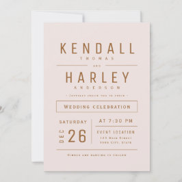 Invitación Boda fotográfico de tipografía simple de Rubor Gol