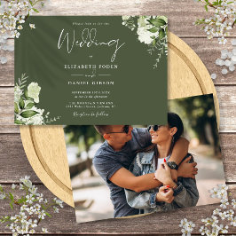 Invitación Boda fotográfico de verde oliva
