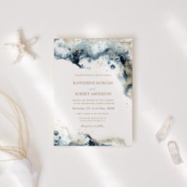 Invitación Boda fotográfico de Watercolor Blue Budget